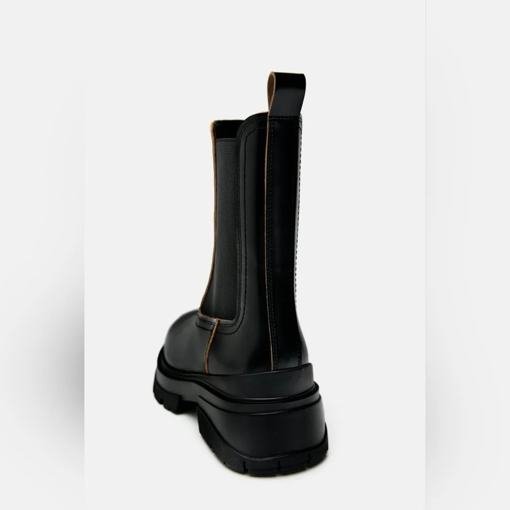 Zara Leather Ankle Boots with Lug Soles
